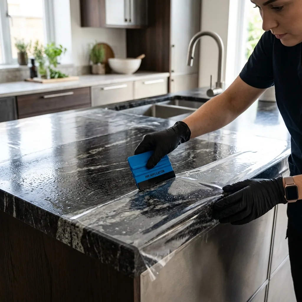 Preparation and application of anti-etch marble film